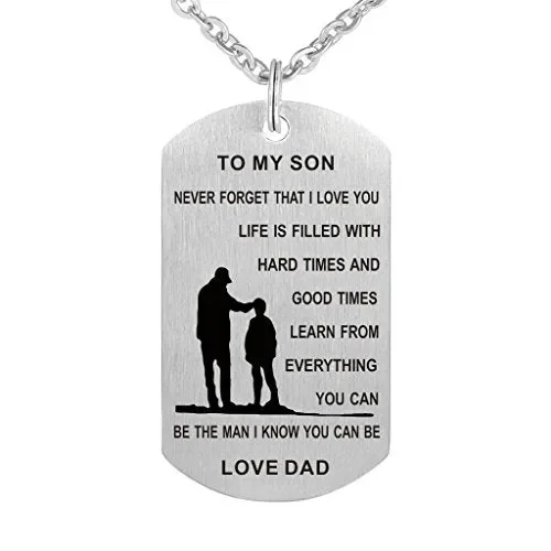 Dad MUM to Son Daughter Dog tag collana ciondolo targhette militare Jewelry…