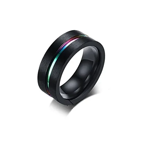 Daesar Anello in Acciaio Inox per Uomo Argento Anelli 8MM Nero