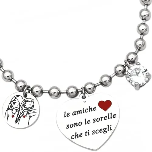 dalcuore Bracciale Amicizia, Ipoallergenico, Idee Regalo Donna Compleanno Amica Migliore Braccialetto Frasi Speciali per Amiche con Originale Confezione da regalare X Natale 2023