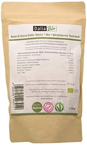 Dalia Bio – Semi di zucca BIO sgusciati crudi 500g – Provenienza Austria…
