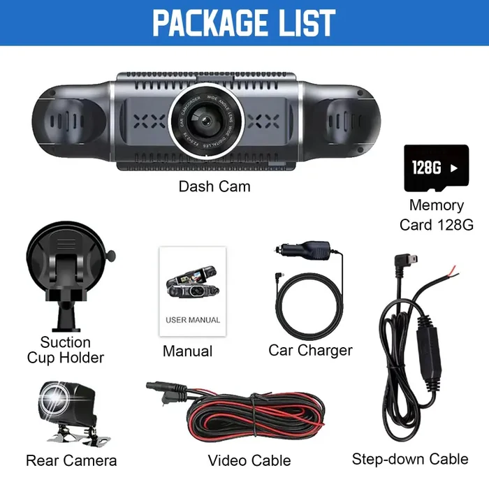 Dash Cam Auto 360 Gradi, con 4 Telecamere 1080P Anteriore e Posteriore Sinistra Destra, Dashcam Auto con WiFi, Parcheggio 24 ore, Telecamera Auto Atti Vandalici con Visione Notturna con 128 GB - immagine 2