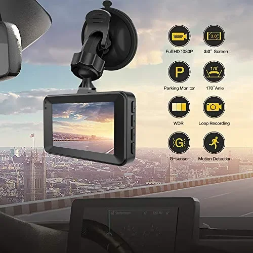Dash Cam fotocamera anteriore e posteriore per auto, doppio obiettivo con… - immagine 2