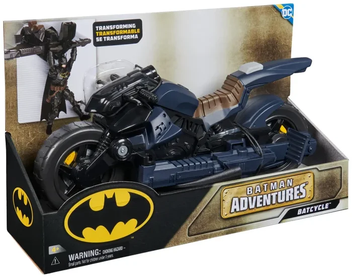 DC Comics, Veicolo Batman Adventures 2 in 1, Batcycle Trasformabile, Macchina Batman Compatibile con Tutte Le Action Figure Batman, Batmobile Trasformabile, Giochi per Bambini e Bambine, 4+ Anni - immagine 3