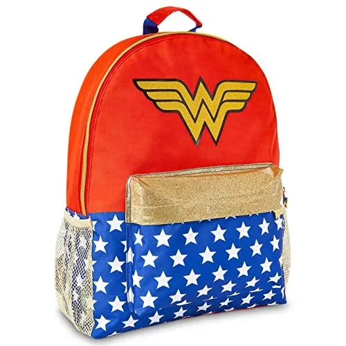 DC Comics Zainetti Da Donna Wonder Woman, Zaino Casual Rosso Con Glitter Oro…