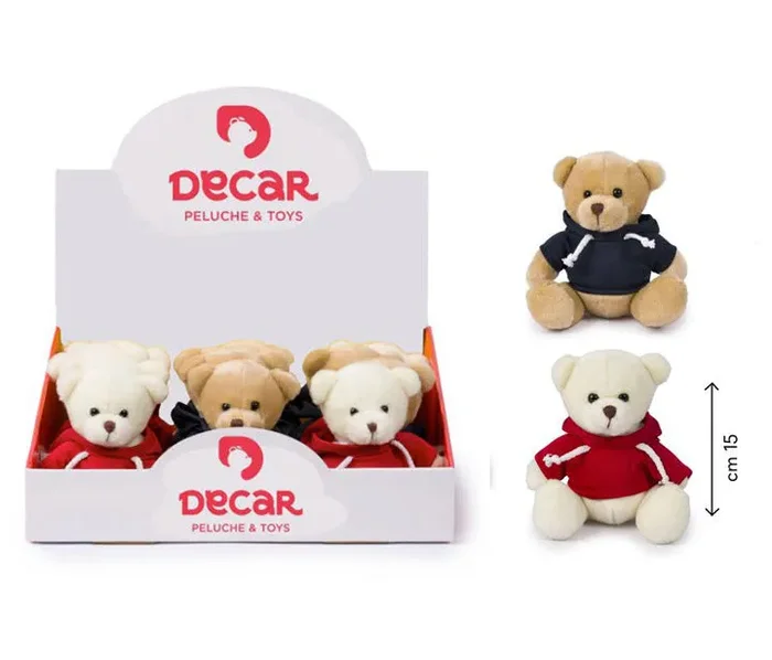 De.car2 Peluche Orsetto Seduto con Felpa H 15 Cm Colori Assortiti 1 Pz Saldi