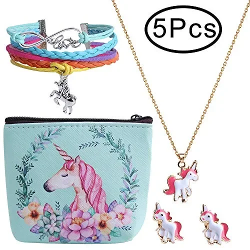 Defrsk – Set di gioielli con unicorno, per ragazze, braccialetto 5pc Muitl C