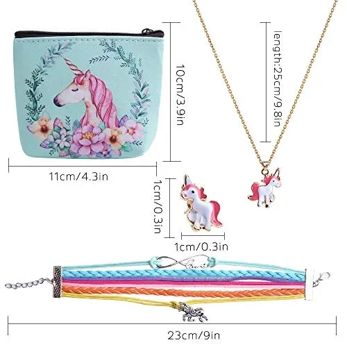 Defrsk – Set di gioielli con unicorno, per ragazze, braccialetto 5pc Muitl C - immagine 2