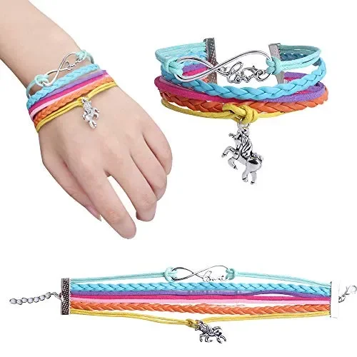 Defrsk – Set di gioielli con unicorno, per ragazze, braccialetto 5pc Muitl C - immagine 3