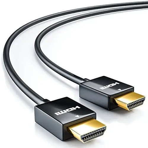 deleyCON 0,5m Cavo HDMI SLIM ad Alta Velocità con Ethernet 0,5 metri, Nero - immagine 2