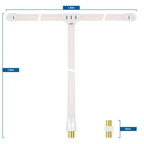 deleyCON FM AM UKW Radio Antenna Dipolo da Interno 75 bianco - immagine 3