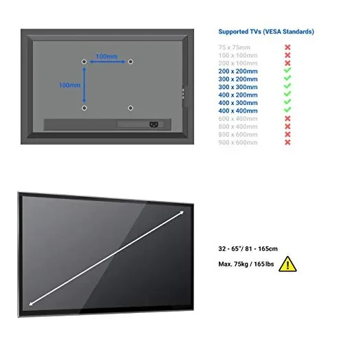 deleyCON MK-W-2 – Universal Staffa a Muro per TV – Hasta 75 kg- Inclinación - immagine 2