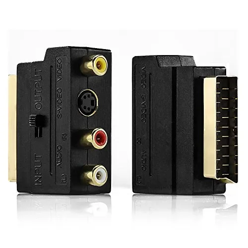 deleyCON Scart Per 3x RCA Jacks IN OUT Switcher + S-Video S-VHS AV…
