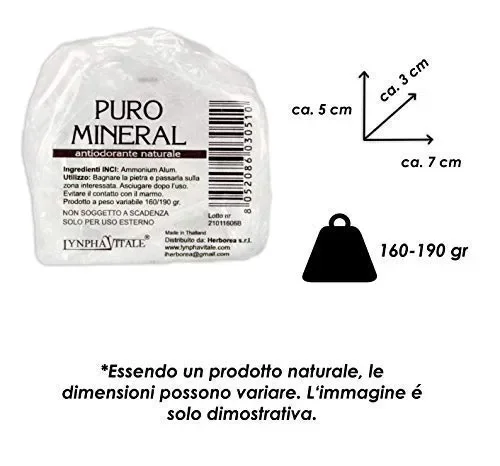 Deodorante naturale in allume di ammonio – Pietra Grezza 1 x 160/190 gr - immagine 2