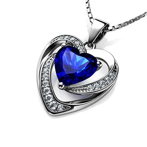 DEPHINI Blu Collana Cuore – 925 argento ciondolo a forma di cuore con…