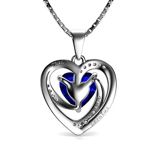 DEPHINI Blu Collana Cuore – 925 argento ciondolo a forma di cuore con… - immagine 3