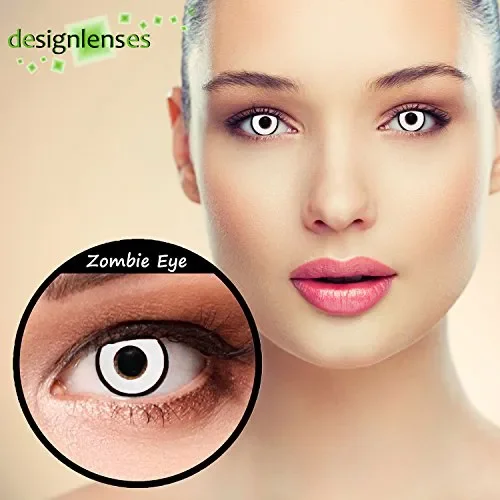 Designlenses Bianche Zombie Lenti a Contatto Colorate con Anello Nero bianco - immagine 2