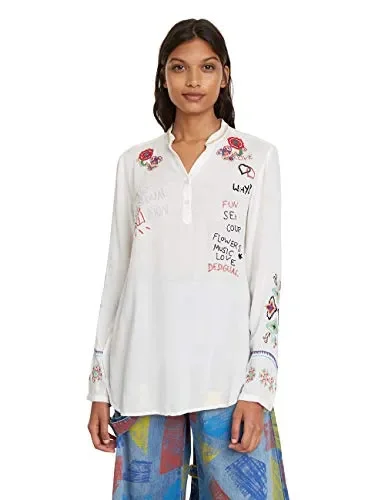 Desigual Blouse Veronica Camicia Donna S, Bianco (Blanco 1000)