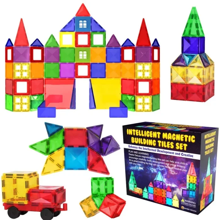 Desire Deluxe Set tessere magnetiche – Gioco Educativo per bambini e bambine – Età 3 4 5 6 7 anni – Impara con le costruzioni – 57 pz