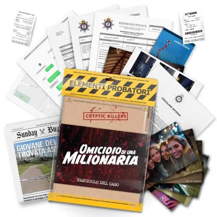 Detective gioco investigative – Caso da risolvere italiano – Un Mistero di omicidio e un Caso da risolvere – Giochi da tavolo adulti 14+ – Omicidio di una milionaria – Cryptic Killers - immagine 3