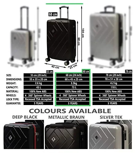 dEXEb – Valigia Trolley 68 cm Premium con rotelle M(68cm 73L), Metallic Braun - immagine 2