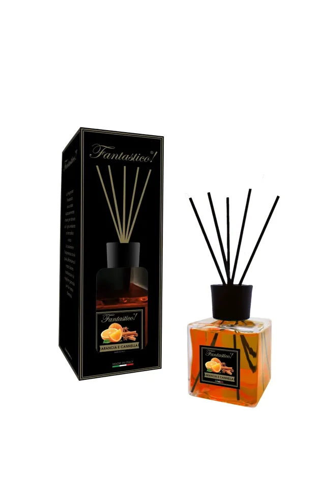 Diffusore a bastoncino Cubo 500ml-Fantastico Nero-Arancia e Cannella Fornitura