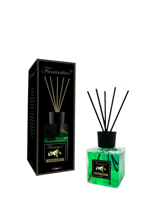 Diffusore a bastoncino Cubo 500ml-Fantastico Nero-Muschio Bianco