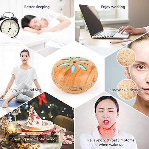 Diffusore di Aroma 550 ML, GeeRic Ultrasuoni Umidificatore Marrone. Vendita calda online - immagine 2