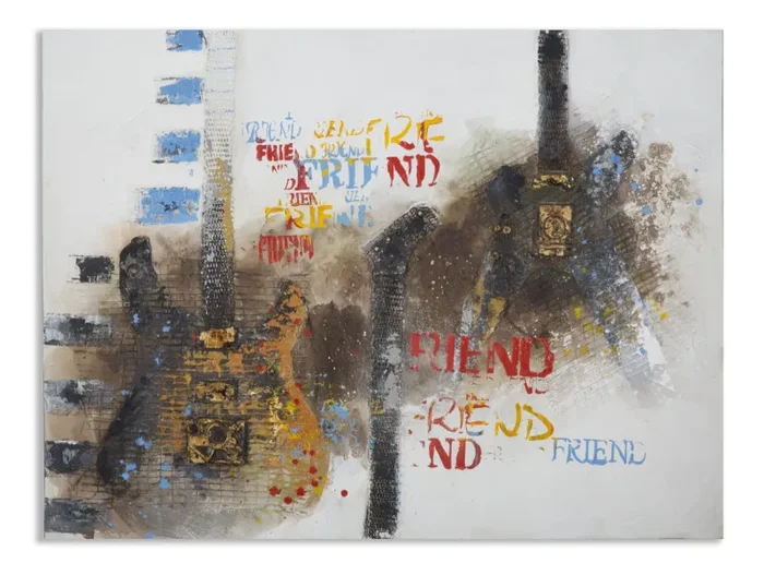 Dipinto su Tela Chitarre Art 120×3,5×90 cm in Legno e Canvas