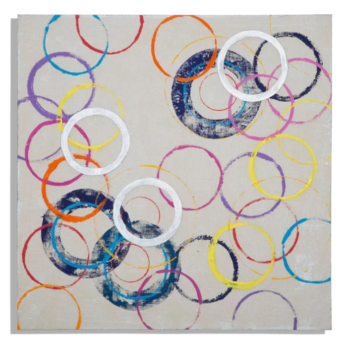 Dipinto su Tela Floating Circles 80x3x80 cm in Legno e Canvas