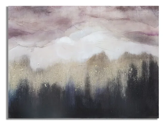 Dipinto su Tela Pink Mountain 80×2,7×60 cm in Legno di Pino e Canvas Multicolor