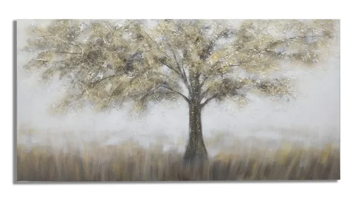 Dipinto su Tela Tree Dark 140×3,8×70 cm in Legno di Pino e Canvas Multicolor