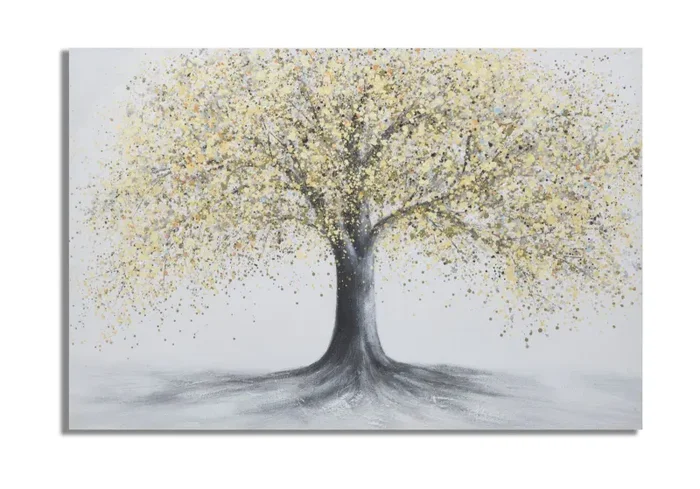 Dipinto su Tela Tree Simple 120×3,8×80 cm in Legno di Pino e Canvas Multicolor Saldi