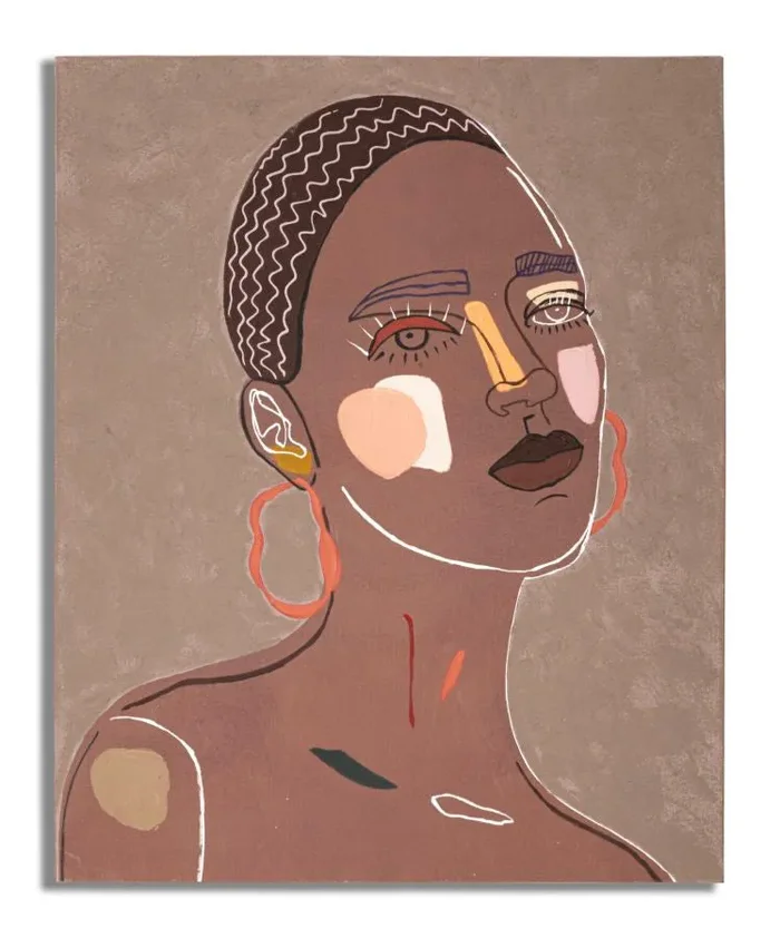 Dipinto su Tela Tribal 1 80×2,8×100 cm in Legno e Tessuto