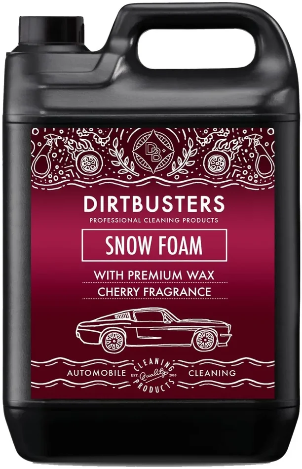 Dirtbusters Car Candy Snow Foam – Shampoo detergente schiumoso per auto con effetto lucidatura a cera, fragranza ciliegia, 5 litri, per pulizia e lavaggio professionale auto