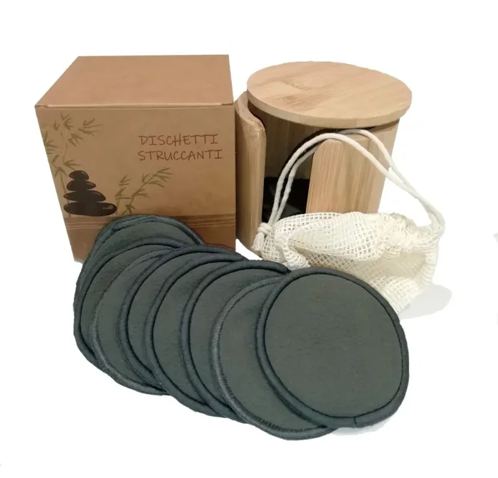 Dischetti Struccanti Lavabili, 16 Neri Bamboo Cotone…