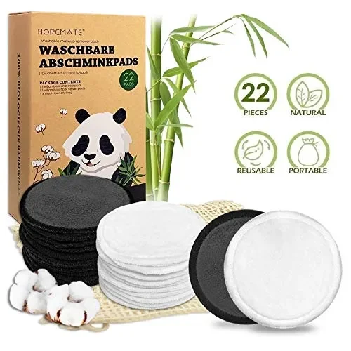 Dischetti Struccanti Lavabili 22 Pezzi in Fibra di Bambù e Green-22