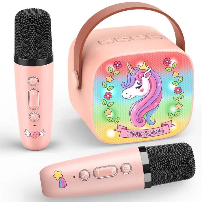 Dislocati Karaoke per Bambini con 2 Microfono Wireless Karaoke, Regalo Bambina 3-12 Anni Microfono Bluetooth Bambini Giochi Bambina 3-12 Anni Canta Tu Karaoke Bambini Unicorno Bambina Regalo