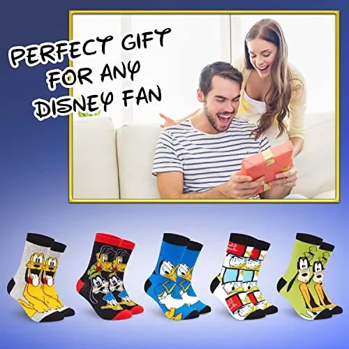 Disney Calzini Uomo – Calze Uomo Topolino Baby Yoda Pacco da 5 Calzini Uomo Divertenti 39-45 Mickey Bobba Feet Star Wars Gadget Calzini Uomo Confezione Regalo (Multi Goofy) - immagine 3