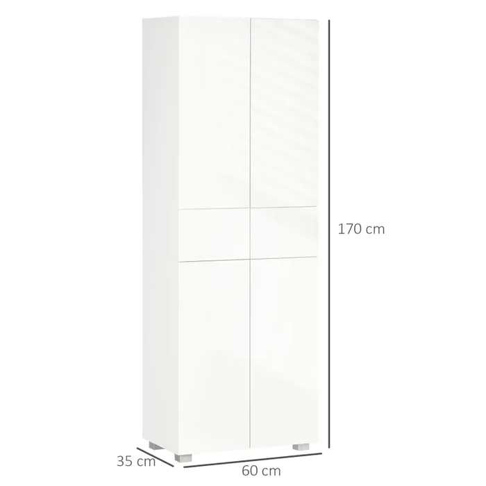 Dispensa Cucina 60x35x170 cm in MDF e Truciolato Bianco Fornitura - immagine 3