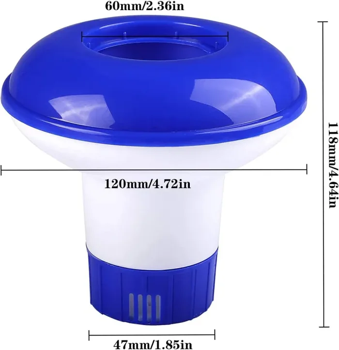 Dispenser Chimico per Piscina, Emooqi 2 Pezzi Dosatori di Cloro Chimici, Galleggiante Cloro Piscina 12cm con Aperture di Ventilazione Regolabili, Diffusore Cloro Piccola per la Pulizia di Piscine - immagine 2