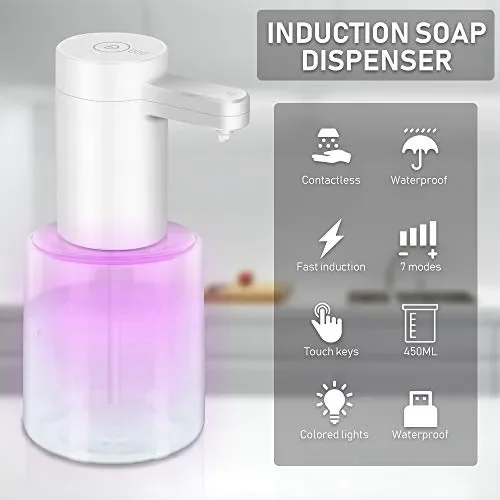Dispenser Sapone Automatico, 450ML Distributore di Touchless Bianco Online ora - immagine 2