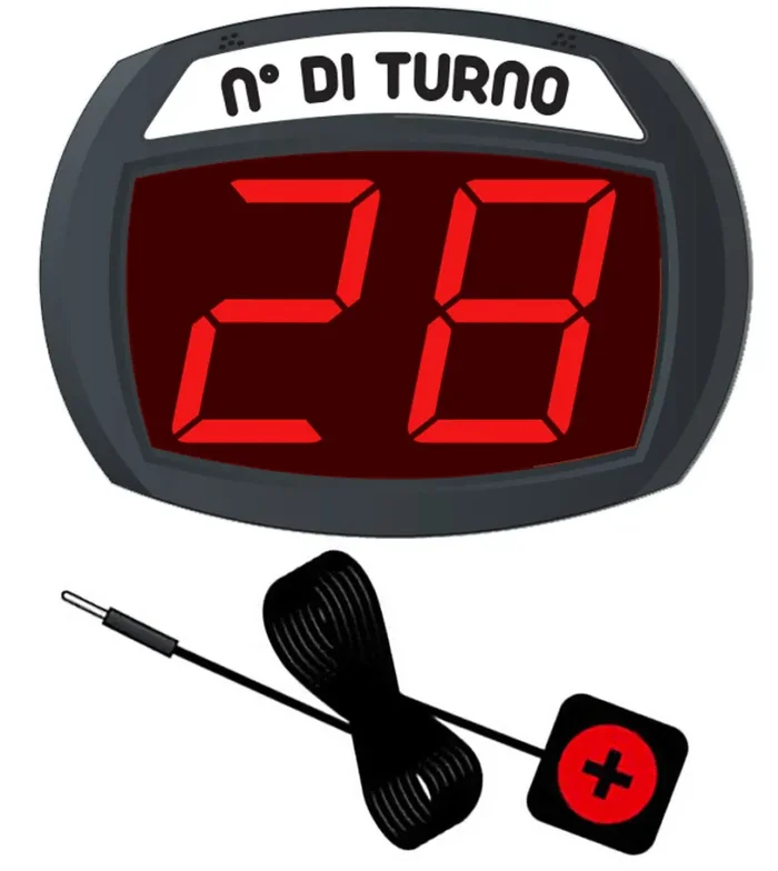 Display Eliminacode a LED 2 Cifre con Pulsante Visel MicroPoint SD2 Nero