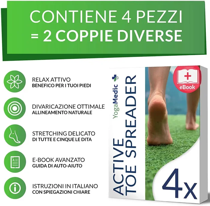 Distanziatori Dita Piedi 4pz, 2 diverse coppie, separatori, distanziatore, separadita, 0% BPA, taglia unica per tutti – silicone gel 4 Unità (Confezione da 1) - immagine 3