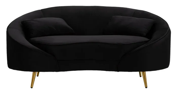 Divanetto 2 Posti Oslo con Cuscini Nero 148x68x84 cm in Poliestere Nero/Oro - immagine 2