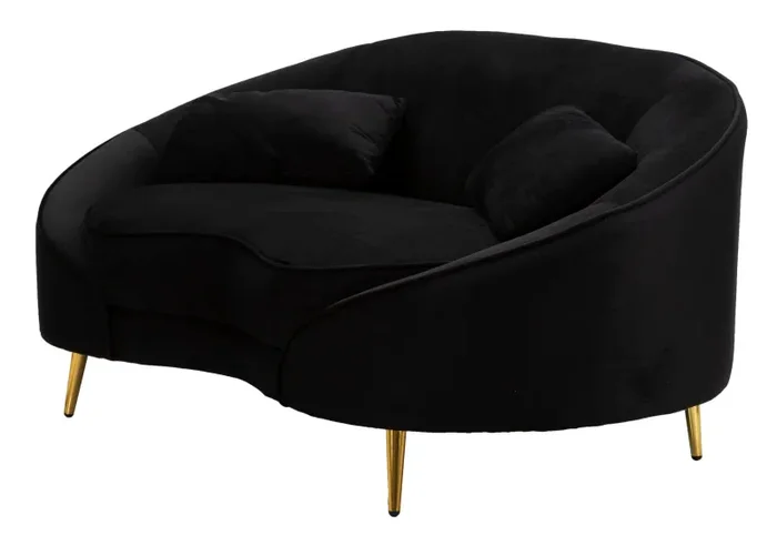 Divanetto 2 Posti Oslo con Cuscini Nero 148x68x84 cm in Poliestere Nero/Oro - immagine 3