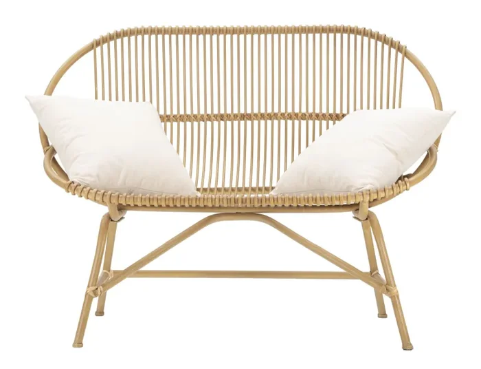 Divanetto 2 Posti Panama con Cuscini 132x66x96,5 cm in Ferro e Poliestere - immagine 2