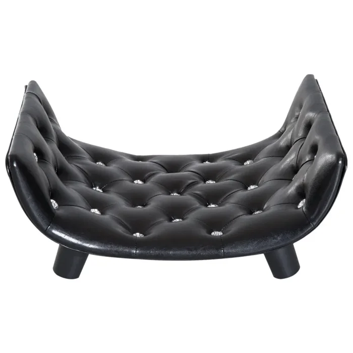 Divanetto Cuccia per Cani e Gatti in Similpelle e Legno Nero 58x43x25 cm