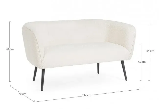 Divano 2 Posti 126x70x68h cm Avril Bianco Bouclè Online ora - immagine 2