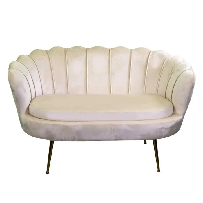 Divano 2 Posti 128x74xh50 cm in Velluto Crema