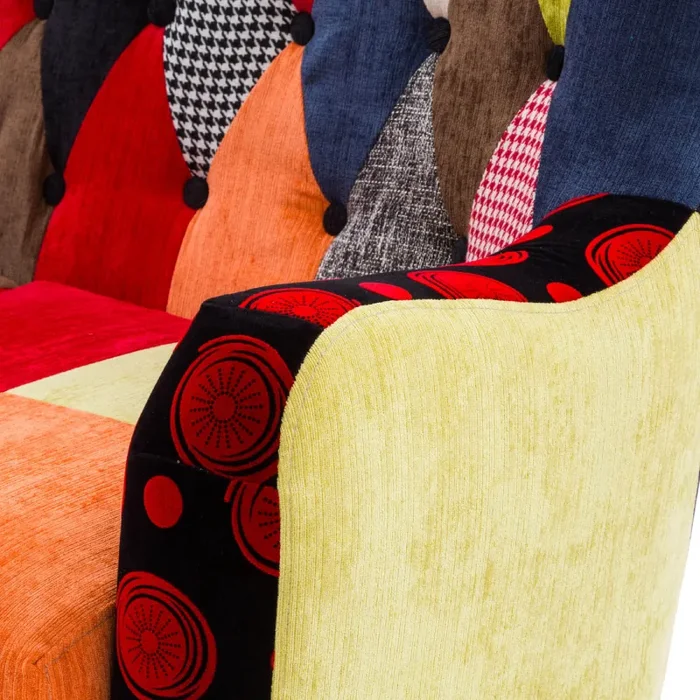 Divano 2 Posti 129x79x103 in Tessuto Patchwork Flavia Maxi Multicolore - immagine 3